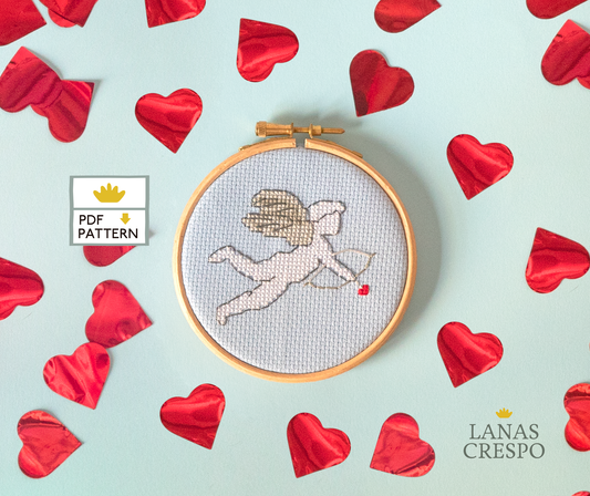 Valentine's Cross Stitch Pattern, Cupid Cross Stitch Pattern - PDF Instant Download
