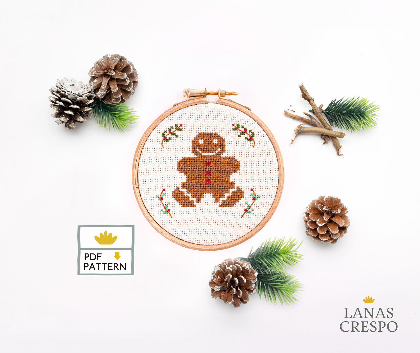 Christmas Gingerbread Cross Stitch Pattern -PDF Instant Download