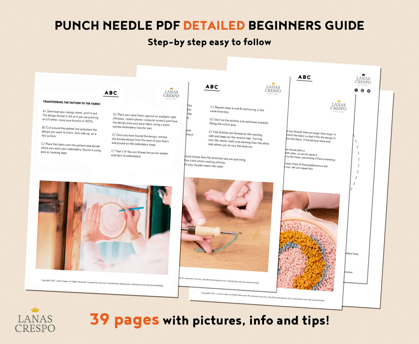 ABC Punch Needle Pattern - ABC Rug - Beginner Punch Needle Pattern, Detailed Beginners Guide -PDF Instant Download