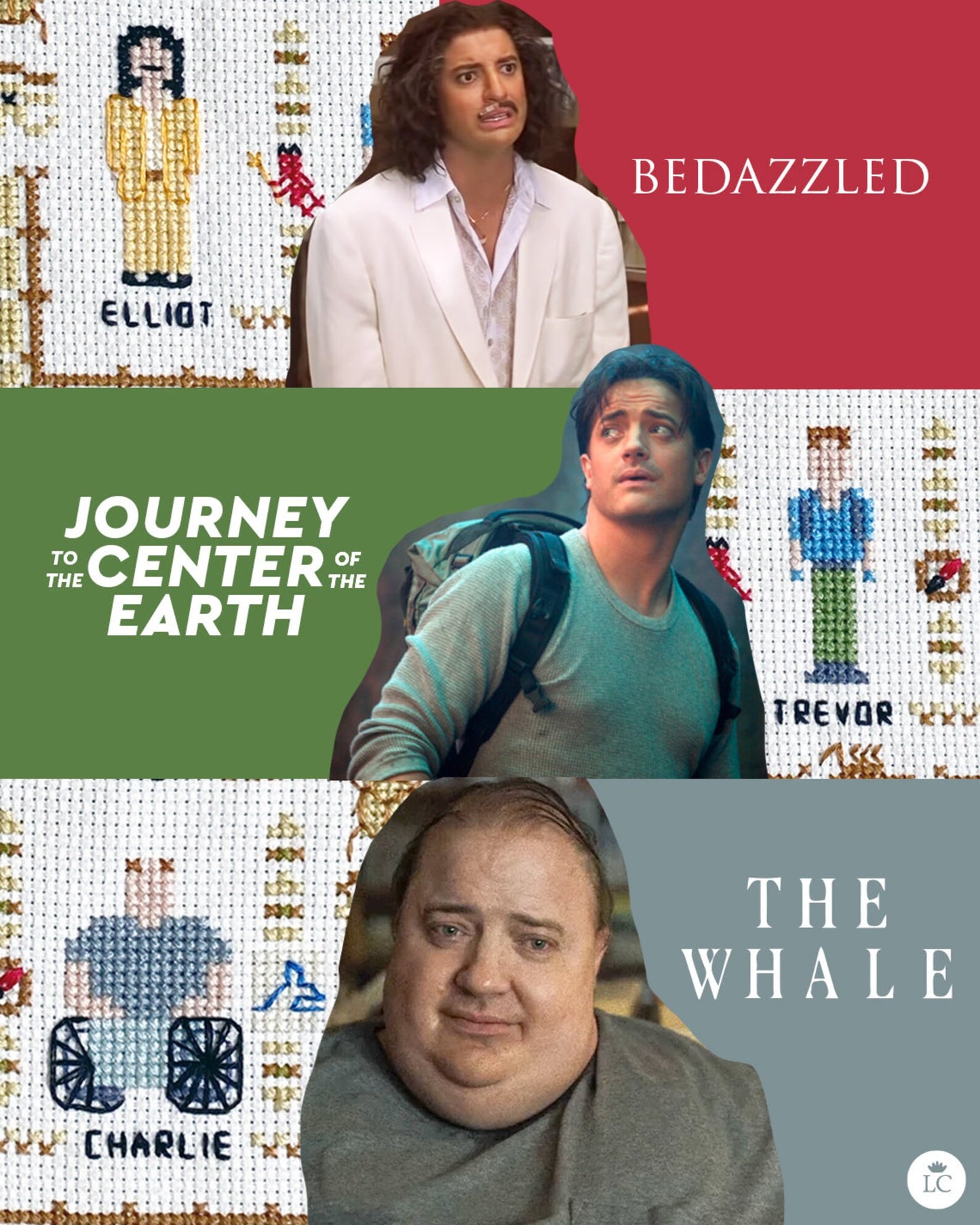 Brendan Fraser Movie Characters Cross Stitch Pattern - PDF