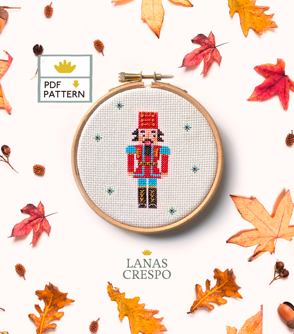 Red Nutcracker Christmas Pattern - PDF Instant Download